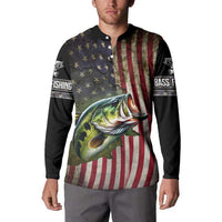 American Flag Largemouth Bass Fishing Button Sweatshirt Jumping Fish Graphic and Custom Name Design - Wonder Print Shop