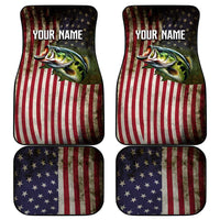 American Flag Largemouth Bass Fishing Car Mats Jumping Fish Graphic and Custom Name Design - Wonder Print Shop