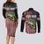 American Flag Largemouth Bass Fishing Couples Matching Long Sleeve Bodycon Dress and Long Sleeve Button Shirt Jumping Fish Graphic and Custom Name Design - Wonder Print Shop
