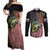 American Flag Largemouth Bass Fishing Couples Matching Off Shoulder Maxi Dress and Long Sleeve Button Shirt Jumping Fish Graphic and Custom Name Design - Wonder Print Shop
