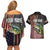 American Flag Largemouth Bass Fishing Couples Matching Off Shoulder Short Dress and Hawaiian Shirt Jumping Fish Graphic and Custom Name Design - Wonder Print Shop