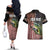 American Flag Largemouth Bass Fishing Couples Matching Off The Shoulder Long Sleeve Dress and Hawaiian Shirt Jumping Fish Graphic and Custom Name Design - Wonder Print Shop