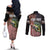 American Flag Largemouth Bass Fishing Couples Matching Off The Shoulder Long Sleeve Dress and Long Sleeve Button Shirt Jumping Fish Graphic and Custom Name Design - Wonder Print Shop