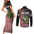 American Flag Largemouth Bass Fishing Couples Matching Short Sleeve Bodycon Dress and Long Sleeve Button Shirt Jumping Fish Graphic and Custom Name Design - Wonder Print Shop