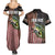 American Flag Largemouth Bass Fishing Couples Matching Summer Maxi Dress and Hawaiian Shirt Jumping Fish Graphic and Custom Name Design - Wonder Print Shop