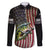 American Flag Largemouth Bass Fishing Family Matching Long Sleeve Bodycon Dress and Hawaiian Shirt Jumping Fish Graphic and Custom Name Design - Wonder Print Shop