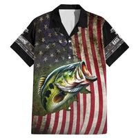 American Flag Largemouth Bass Fishing Family Matching Mermaid Dress and Hawaiian Shirt Jumping Fish Graphic and Custom Name Design - Wonder Print Shop
