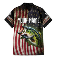 American Flag Largemouth Bass Fishing Family Matching Mermaid Dress and Hawaiian Shirt Jumping Fish Graphic and Custom Name Design - Wonder Print Shop
