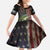 American Flag Largemouth Bass Fishing Family Matching Off The Shoulder Long Sleeve Dress and Hawaiian Shirt Jumping Fish Graphic and Custom Name Design - Wonder Print Shop