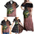 American Flag Largemouth Bass Fishing Family Matching Off Shoulder Maxi Dress and Hawaiian Shirt Jumping Fish Graphic and Custom Name Design - Wonder Print Shop
