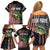 American Flag Largemouth Bass Fishing Family Matching Off Shoulder Short Dress and Hawaiian Shirt Jumping Fish Graphic and Custom Name Design - Wonder Print Shop