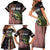 American Flag Largemouth Bass Fishing Family Matching Short Sleeve Bodycon Dress and Hawaiian Shirt Jumping Fish Graphic and Custom Name Design - Wonder Print Shop