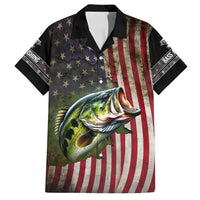 American Flag Largemouth Bass Fishing Family Matching Summer Maxi Dress and Hawaiian Shirt Jumping Fish Graphic and Custom Name Design - Wonder Print Shop