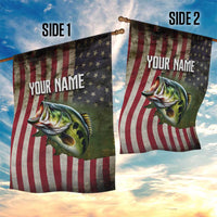 American Flag Largemouth Bass Fishing Garden Flag Jumping Fish Graphic and Custom Name Design - Wonder Print Shop