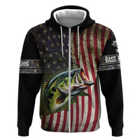 American Flag Largemouth Bass Fishing Hoodie Jumping Fish Graphic and Custom Name Design - Wonder Print Shop