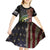 American Flag Largemouth Bass Fishing Kid Short Sleeve Dress Jumping Fish Graphic and Custom Name Design - Wonder Print Shop