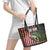 American Flag Largemouth Bass Fishing Leather Tote Bag Jumping Fish Graphic and Custom Name Design - Wonder Print Shop