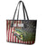 American Flag Largemouth Bass Fishing Leather Tote Bag Jumping Fish Graphic and Custom Name Design - Wonder Print Shop