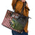 American Flag Largemouth Bass Fishing Leather Tote Bag Jumping Fish Graphic and Custom Name Design - Wonder Print Shop