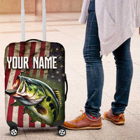 American Flag Largemouth Bass Fishing Luggage Cover Jumping Fish Graphic and Custom Name Design - Wonder Print Shop