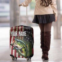 American Flag Largemouth Bass Fishing Luggage Cover Jumping Fish Graphic and Custom Name Design - Wonder Print Shop