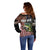 American Flag Largemouth Bass Fishing Off Shoulder Sweater Jumping Fish Graphic and Custom Name Design - Wonder Print Shop