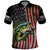 American Flag Largemouth Bass Fishing Polo Shirt Jumping Fish Graphic and Custom Name Design - Wonder Print Shop