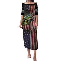 American Flag Largemouth Bass Fishing Puletasi Jumping Fish Graphic and Custom Name Design - Wonder Print Shop