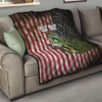 American Flag Largemouth Bass Fishing Quilt Jumping Fish Graphic and Custom Name Design - Wonder Print Shop