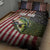 American Flag Largemouth Bass Fishing Quilt Bed Set Jumping Fish Graphic and Custom Name Design - Wonder Print Shop