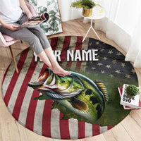 American Flag Largemouth Bass Fishing Round Carpet Jumping Fish Graphic and Custom Name Design - Wonder Print Shop
