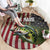 American Flag Largemouth Bass Fishing Round Carpet Jumping Fish Graphic and Custom Name Design - Wonder Print Shop