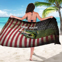 American Flag Largemouth Bass Fishing Sarong Jumping Fish Graphic and Custom Name Design - Wonder Print Shop