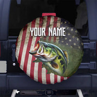American Flag Largemouth Bass Fishing Spare Tire Cover Jumping Fish Graphic and Custom Name Design - Wonder Print Shop