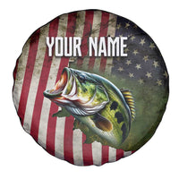 American Flag Largemouth Bass Fishing Spare Tire Cover Jumping Fish Graphic and Custom Name Design - Wonder Print Shop