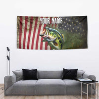 American Flag Largemouth Bass Fishing Tapestry Jumping Fish Graphic and Custom Name Design - Wonder Print Shop
