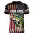 American Flag Largemouth Bass Fishing Women V-Neck T-Shirt Jumping Fish Graphic and Custom Name Design - Wonder Print Shop