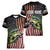 American Flag Largemouth Bass Fishing Women V-Neck T-Shirt Jumping Fish Graphic and Custom Name Design - Wonder Print Shop