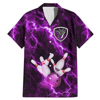 Bowling Ball and Pins Family Matching Mermaid Dress and Hawaiian Shirt Purple Lightning Background and Custom Name Design - Wonder Print Shop