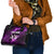 Bowling Ball and Pins Shoulder Handbag Purple Lightning Background and Custom Name Design - Wonder Print Shop