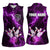 Bowling Ball and Pins Women Sleeveless Polo Shirt Purple Lightning Background and Custom Name Design - Wonder Print Shop