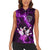 Bowling Ball and Pins Women Sleeveless Polo Shirt Purple Lightning Background and Custom Name Design - Wonder Print Shop