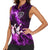 Bowling Ball and Pins Women Sleeveless Polo Shirt Purple Lightning Background and Custom Name Design - Wonder Print Shop