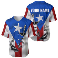 Puerto Rico Fishing Baseball Jersey Fish Hook Flag PR Custom Name - Wonder Print Shop
