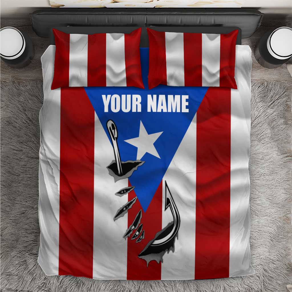 Puerto Rico Fishing Bedding Set Fish Hook Flag PR Custom Name - Wonder Print Shop
