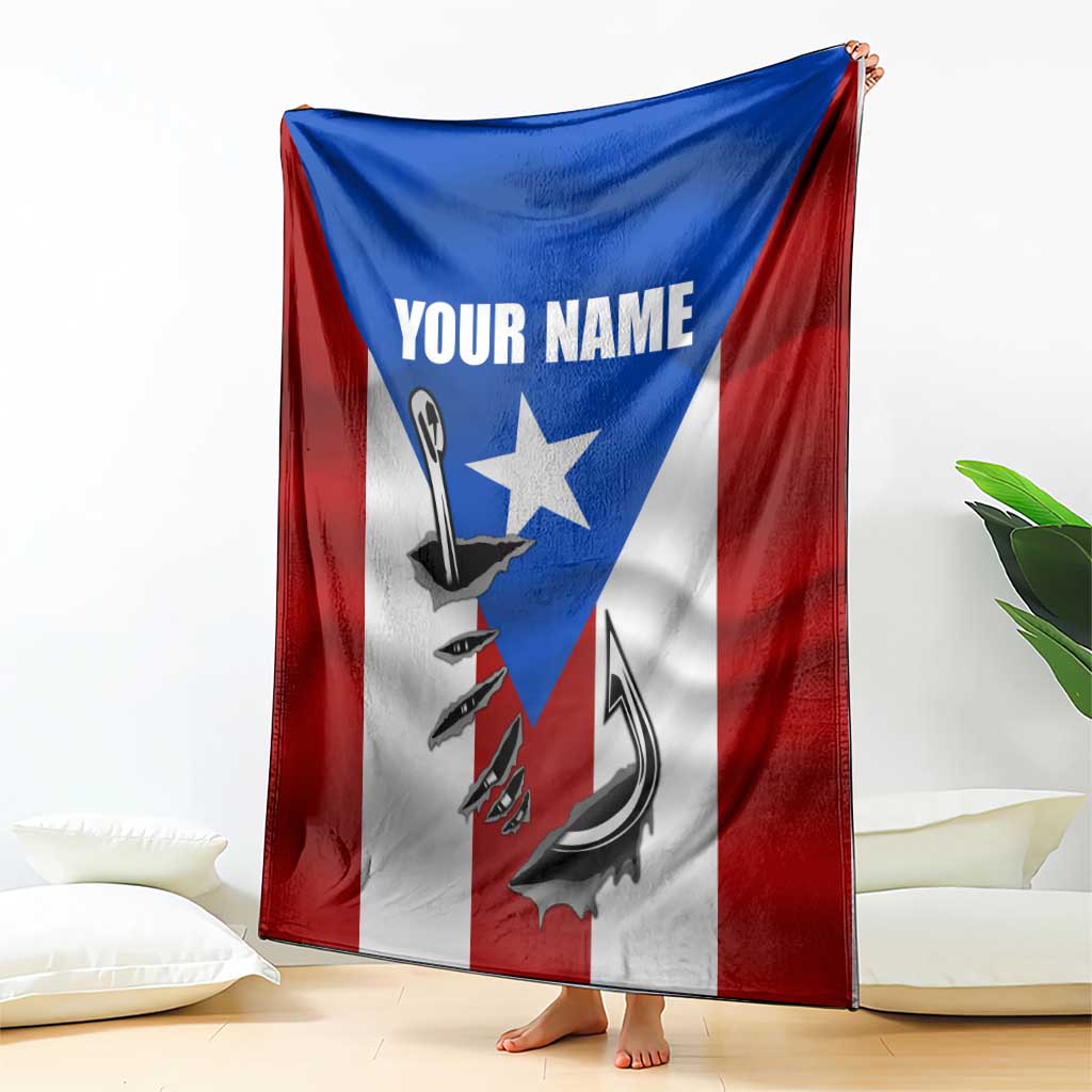 Puerto Rico Fishing Blanket Fish Hook Flag PR Custom Name - Wonder Print Shop