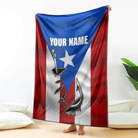 Puerto Rico Fishing Blanket Fish Hook Flag PR Custom Name - Wonder Print Shop
