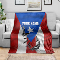 Puerto Rico Fishing Blanket Fish Hook Flag PR Custom Name - Wonder Print Shop