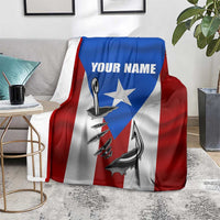 Puerto Rico Fishing Blanket Fish Hook Flag PR Custom Name - Wonder Print Shop