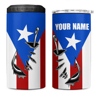 Puerto Rico Fishing 4 in 1 Can Cooler Tumbler Fish Hook Flag PR Custom Name - Wonder Print Shop